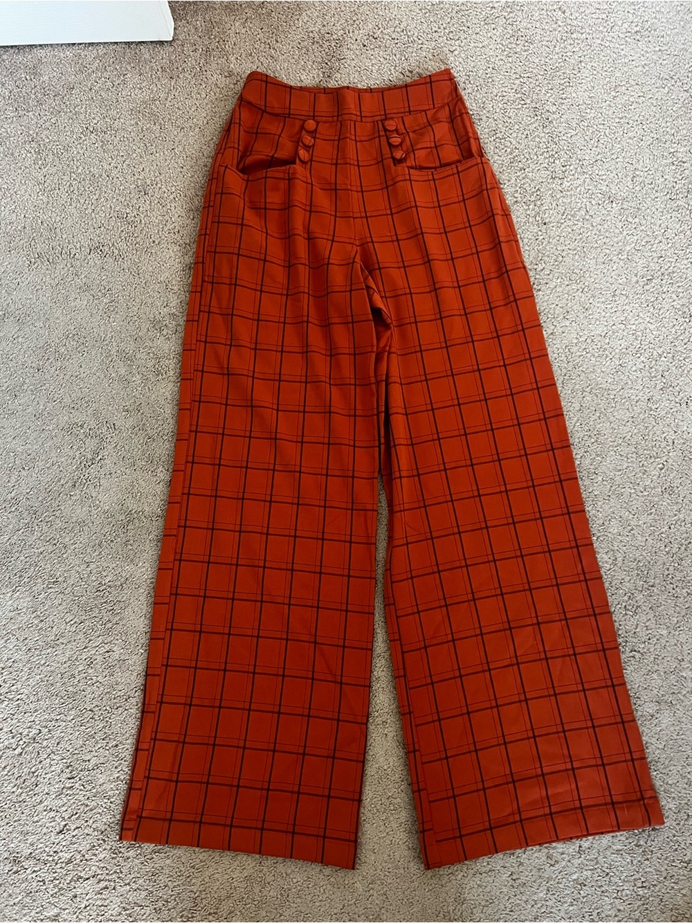Unique Vintage High-Waist Wide Leg Plaid Pants